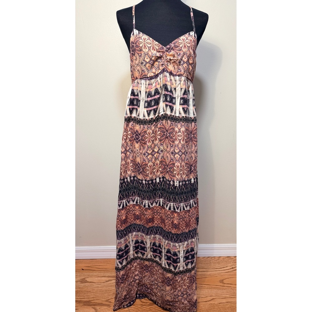 O'Neill Maxi Dress Size Small Boho Paisley Geometric Orange Pink boho summer